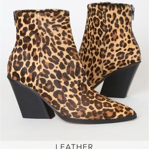 DOLCE VITA ISSA LEATHER CALF HAIR DRK LEOPARD POINT TOE ANKLE BOOTIES NWT